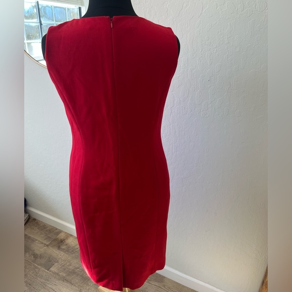 TALBOTS sleeves red stretch ponte shift dress - Picture 2 of 5